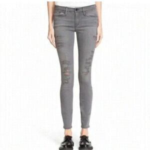FRAME Denim Le Skinny de Jeanne Grey Shred Size 30 distressed